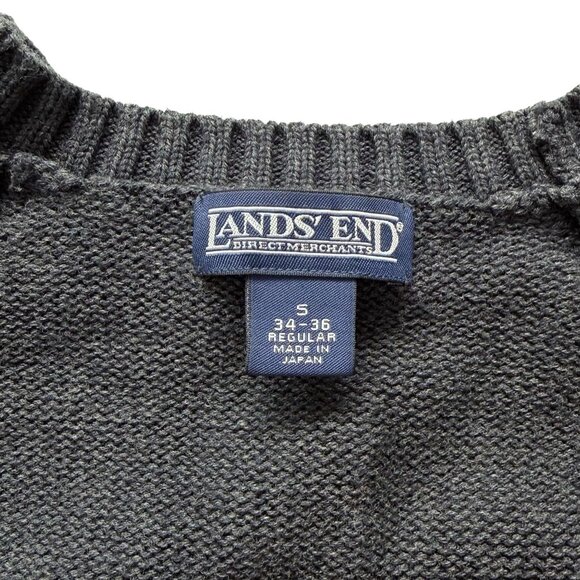 Vintage Lands End Mens Small Drifter Sweater Cotton Pullover 90s Charcoal Gray - Picture 9 of 14